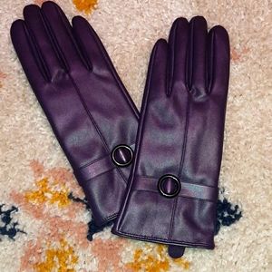 Purple Leather Touch Screen Gloves
